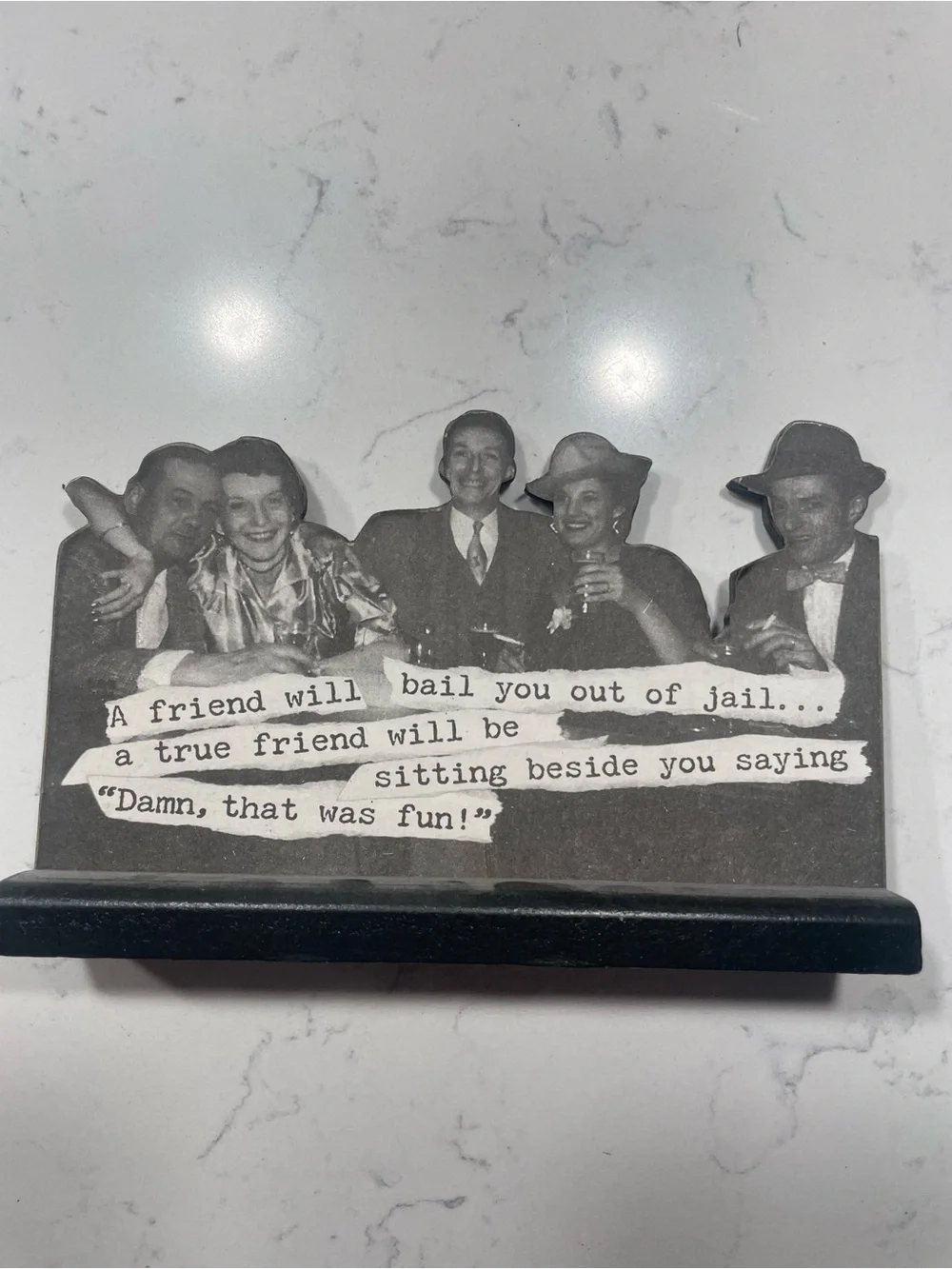 Vintage Black & White Friendship Photo Plaque - Unknown Brand